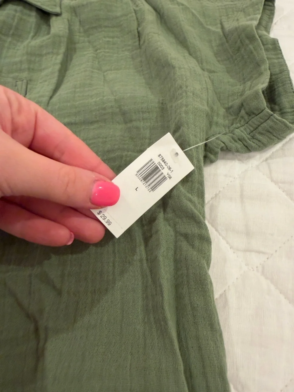 Olive Green Two-Piece Gauze Lounge Set - Picture 5 of 7